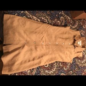 Super cute deep yellow linen shirt waist dress